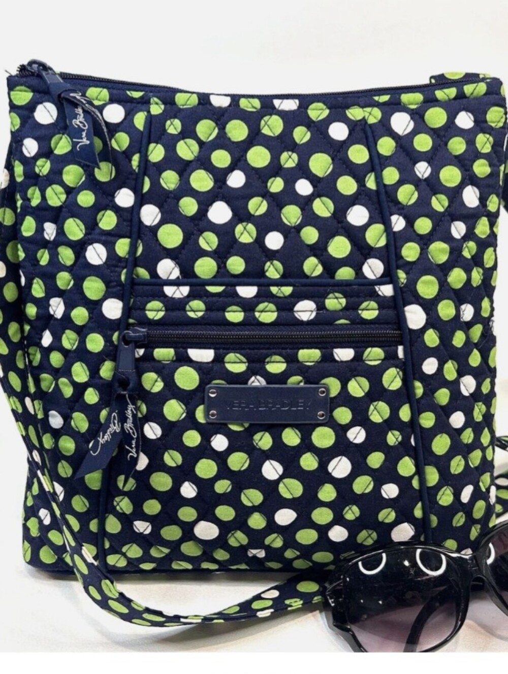 Vera Bradley Polka Dot Shoulder Bag - Green Lucky Dots Hipster Quilted Crossbody